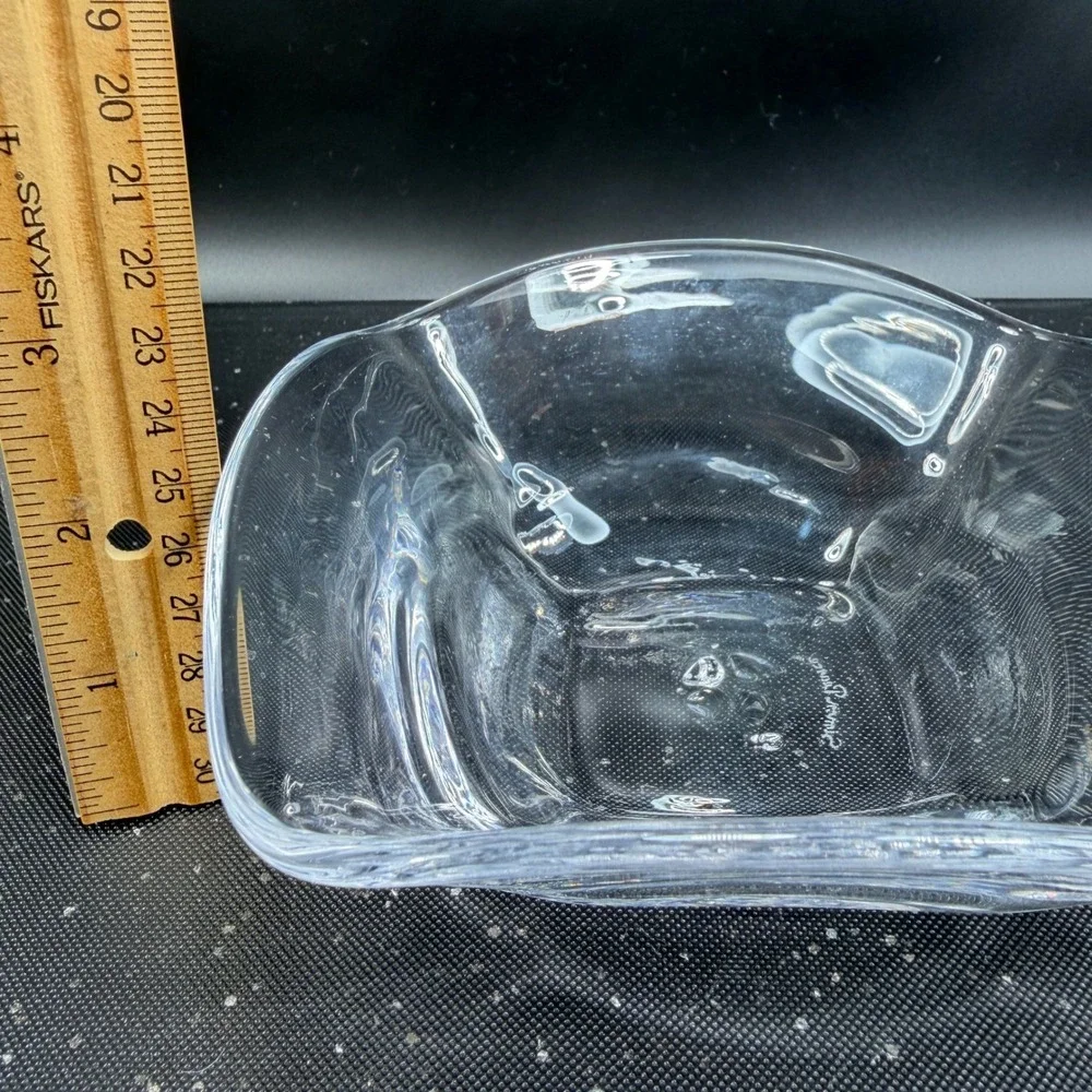 Simon Pearce Woodbury Glass Bowl Clear Hand Blown Signed Crystal Dish‎ Bowl VTG